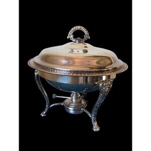 Vintage Wm Rogers 862 Silverplate Chafing Dish Set with Pyrex Insert